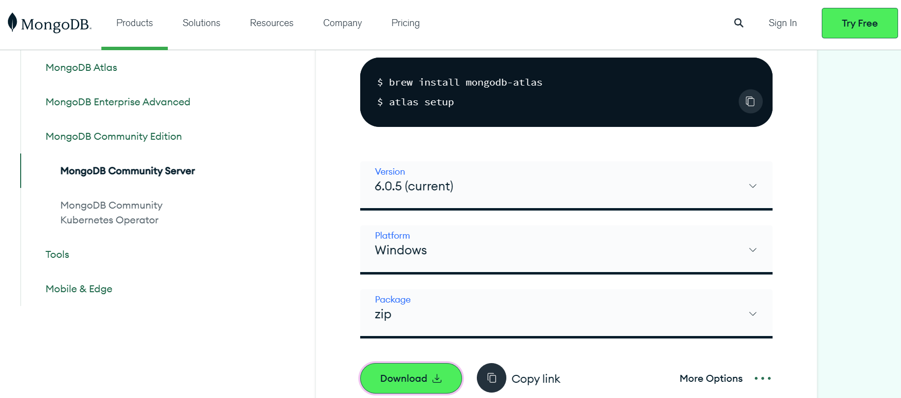 下载mongodb